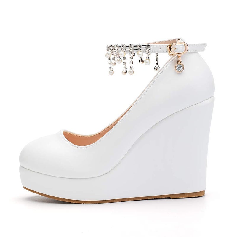 Dress First Platform Wedge Mary Jane Strap High Heel Bride Wedding Evening Party Dress Casual Shoes - Image 3
